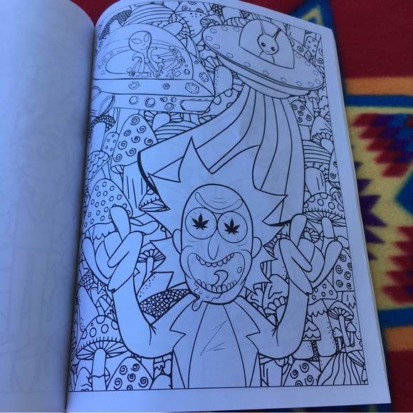 Rick and Morty Graphic Tshirt Size L+ RICK AND MORTY STONER COLORING BOOK - Picture 11 of 16